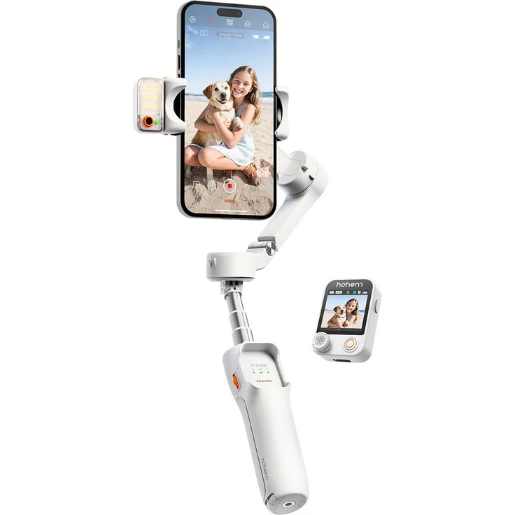 Hohem iSteady V3 Ultra, Smartphone Gimbal mit KI-Tracking, abnehmbarer Fernbedienung und magnetischem FillLED-Licht, grau