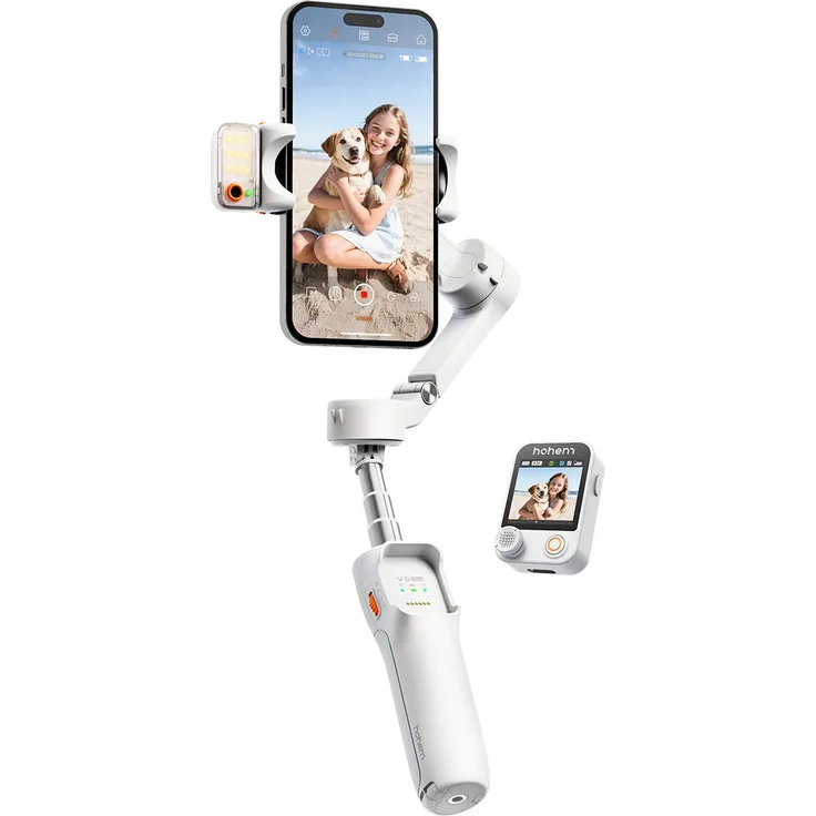 Hohem iSteady V3 Ultra, Smartphone Gimbal mit KI-Tracking, abnehmbarer Fernbedienung und magnetischem FillLED-Licht, grau
