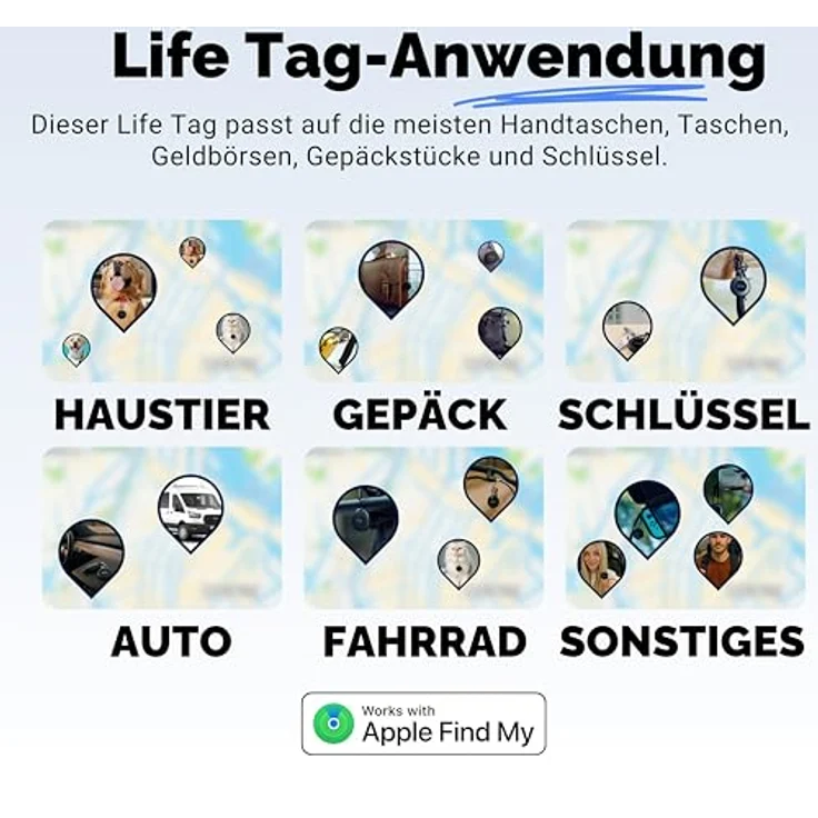 Lifemate Life Tag Bluetooth-Tracker, 8er-Pack für Apple Find My, vielseitiger Schlüsselfinder mit Verlustmodus und Signalton – Bild 3