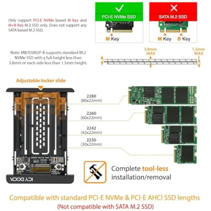 ICY DOCK EZConvert MB705M2P-B - M.2 NVMe SSD zu 2,5 Zoll NVMe U.2 SSD Konverter-Adapter – Bild 6