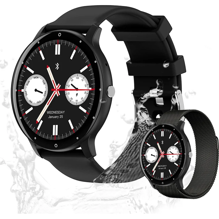 Valdus Smartwatch 1,39 Zoll Fitness-Tracker für Herren & Damen, IP67 wasserdicht mit Herzfrequenzmesser, G-Sensor und Telefonfunktion – Schwarz