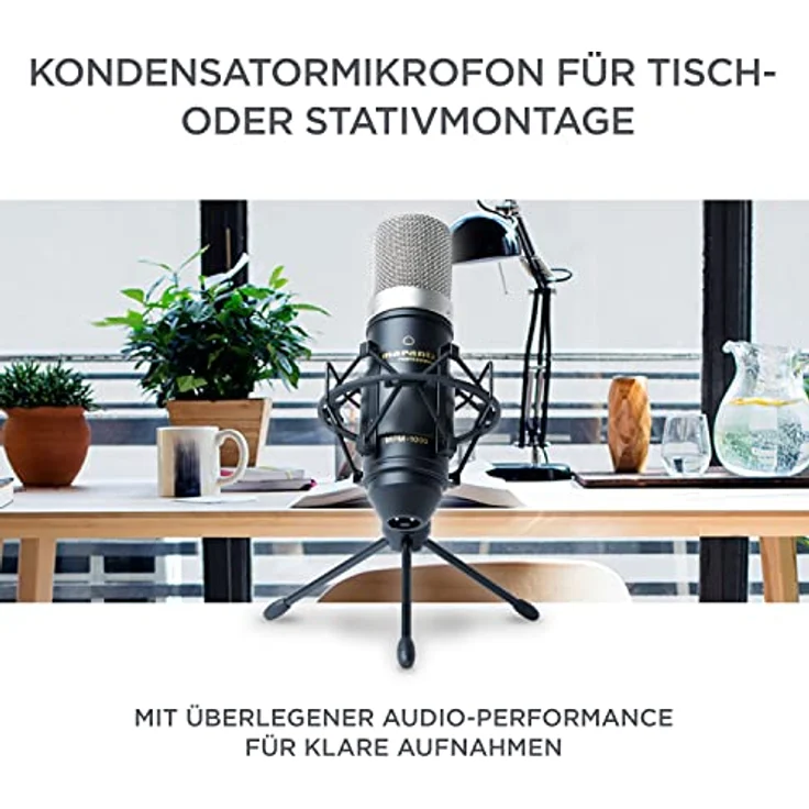 Marantz Professional MPM1000 - XLR Kondensatormikrofon mit Pop Schutz Filter, Shockmount, Tripod Ständer, XLR Kabel für Home Office oder Studio – Bild 2