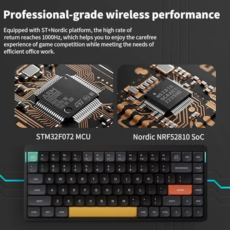 nuphy Air75 V2 Kabellose mechanische Tastatur, 84 Tasten RGB Hot-Swap, unterstützt Bluetooth 5.1, 2.4G, kabelgebundene Verbindung - Schwarz Gateron Moss Switch – Bild 4
