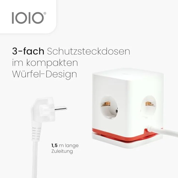 Olympia IOIO Steckdosenwürfel SW 1000, 3-Fach Schutzkontaktsteckdose mit 2x USB-A & 1x USB-C, EIN-/Aus-Schalter, aufrollbares USB-C Kabel, 16A/230V, 3680W, weiß – Bild 4