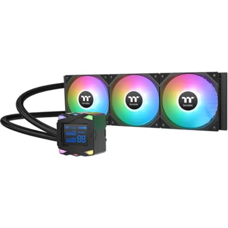 Thermaltake LA360-S ARGB, All-In-One Liquid Cooler mit 2,4-Zoll LCD, RGB-Beleuchtung und 120-mm PWM-Lüftern, Schwarz