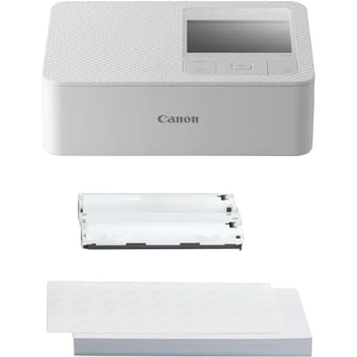 Canon SELPHY CP1500, Mobiler Fotodrucker, Drahtloser Bluetooth-Drucker in Weiß, inkl. 54 Blatt Papier im 4x6 Postkartenformat, wasserabweisende und kratzfeste Druckqualität