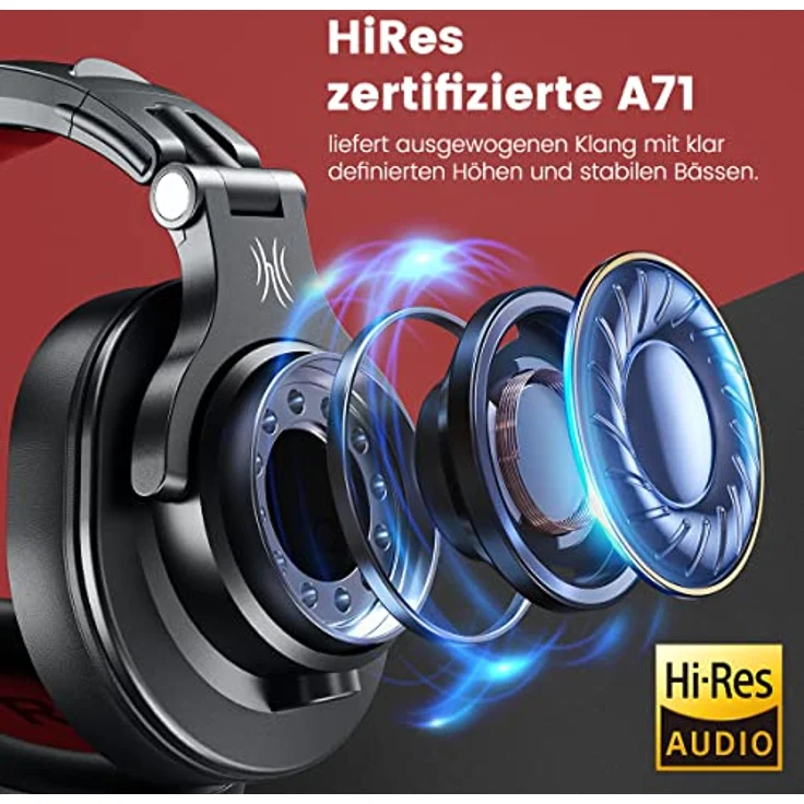 OneOdio A71 Kopfhörer Over Ear, Professioneller DJ Kopfhörer mit Share Port für E-Drum, HiFi Klangqualität, 2-3m Kabel, Ergonomisches Design – Bild 2