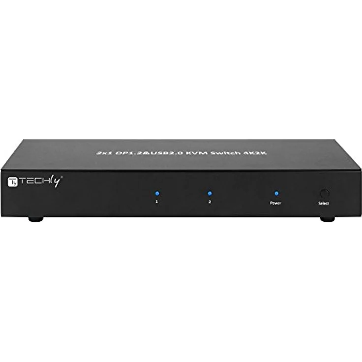 Techly 101928 KVM Switch 2 Ports DisplayPort 1.2 für Dual Monitor schwarz – Bild 1