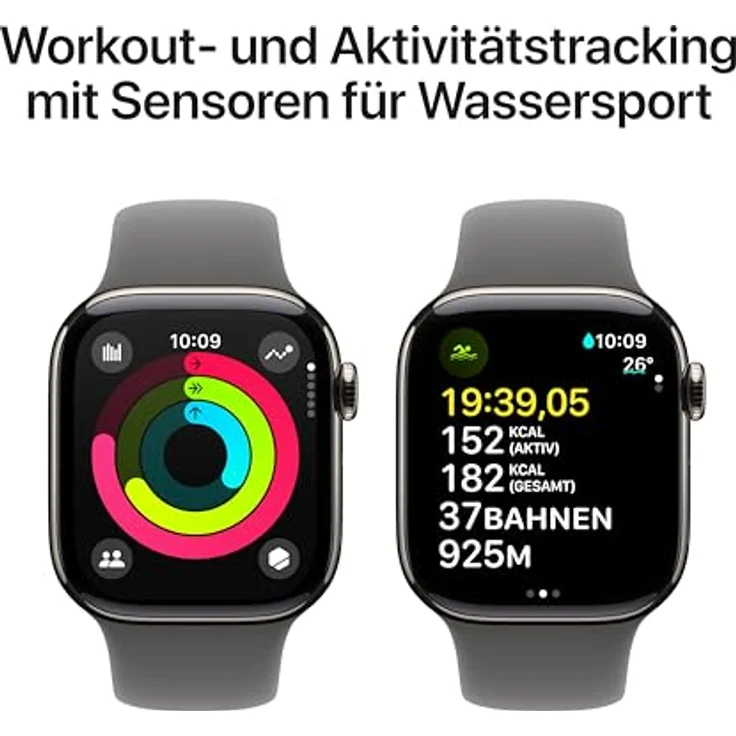 Apple Watch Series 10, 42 mm, GPS + Cellular, Titangehäuse Natur, Sportarmband Steingrau, S/M – Bild 4