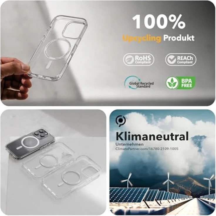 Woodcessories - iPhone 16 Pro Clear Case mit MagSafe | Transparente Handyhülle mit Kameraschutz | Anti Yellowing, Anti Kratzschutz, Dünn | DIY Knöpfe – Bild 5