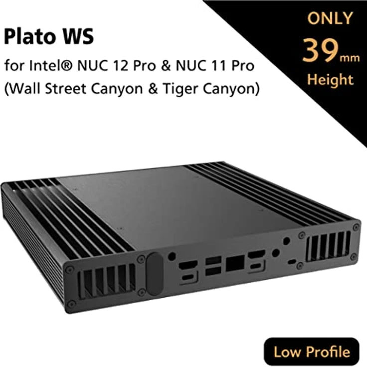 Akasa Plato WS, Aluminum Low Profile PC Case for Intel® NUC 13/12/11 Pro, Fanless Chassis, Supports VESA mounting, A-NUC85-M1B (Silver) – Bild 2