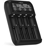 ANSMANN Universal Akku Ladegerät „Lithium 4“ für Li-ion 18650 21700 26650 22650 18500 UVM. & NiMH AA/AAA/Baby C – Batterieladegerät für Lithium Ionen Zellen und NiMH Akkus, USB Typ C Eingang