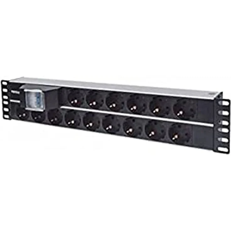 Intellinet 19'' 15-fach Steckdosenleiste Schutzkontakt Doppelter Leitungsschutzschalter 3 m Stromkabel 2 HE schwarz 714051 – Bild 2
