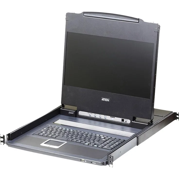 Aten 17.3 Widescreen DVI/HDMI Full HD LCD Console, KVM Switch mit 1920 x 1080 Auflösung, kompakt und für Rackmontage geeignet