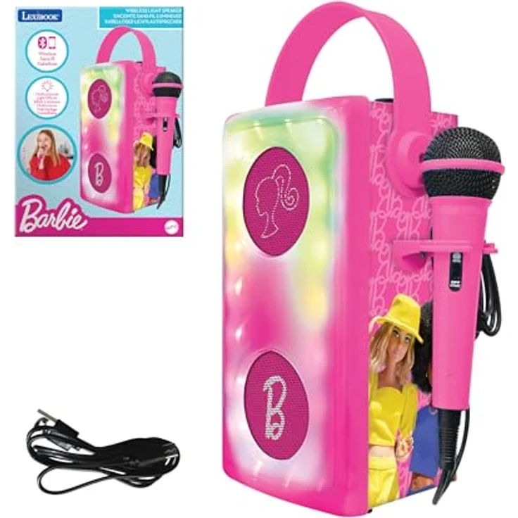 Lexibook Barbie Luminous Bluetooth-Lautsprecher mit Mikrofon, mehrfarbige Lichteffekte, flexibel in der Audiowiedergabe, wiederaufladbar, leicht transportierbar – Bild 2