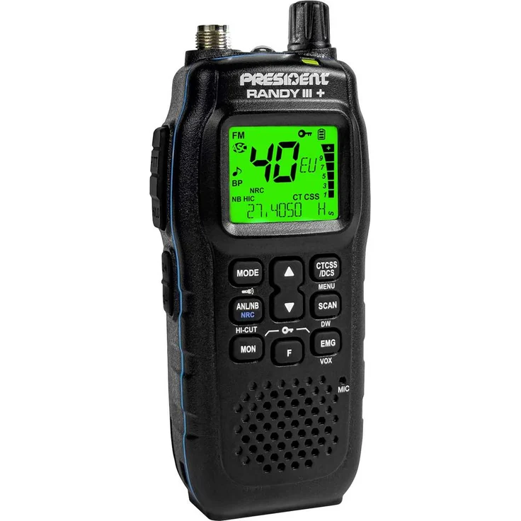 President RANDY III+ IP67 40220 CB-Handfunkgerät, 4 Watt Leistung, farbiges Multifunktionsdisplay, staub- und wasserfest, schwarz