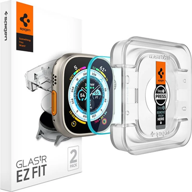 Spigen Glass EZ Fit 2 Pack, Displayschutz, Smartwatch, Transparent, Apple Watch Ultra 49mm (2022), Gehärtetes Glas – Bild 1