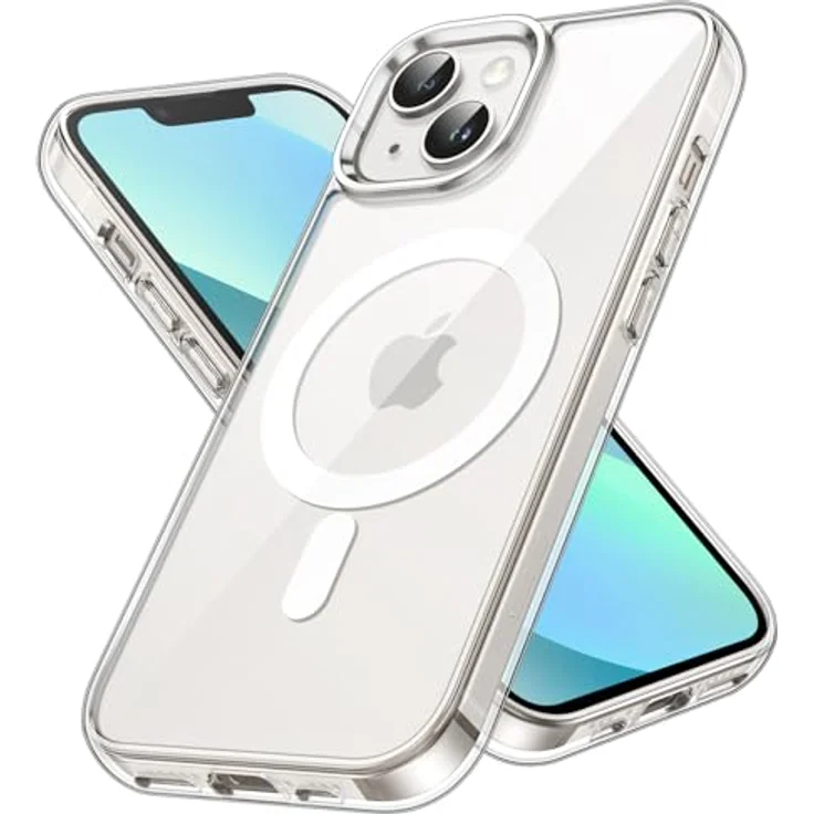 JETech Magnetische Hülle für iPhone 13, Durchsichtig, kompatibel mit MagSafe, kratzfest, mit erhöhtem Kamera- und Bildschirmschutz – Bild 1