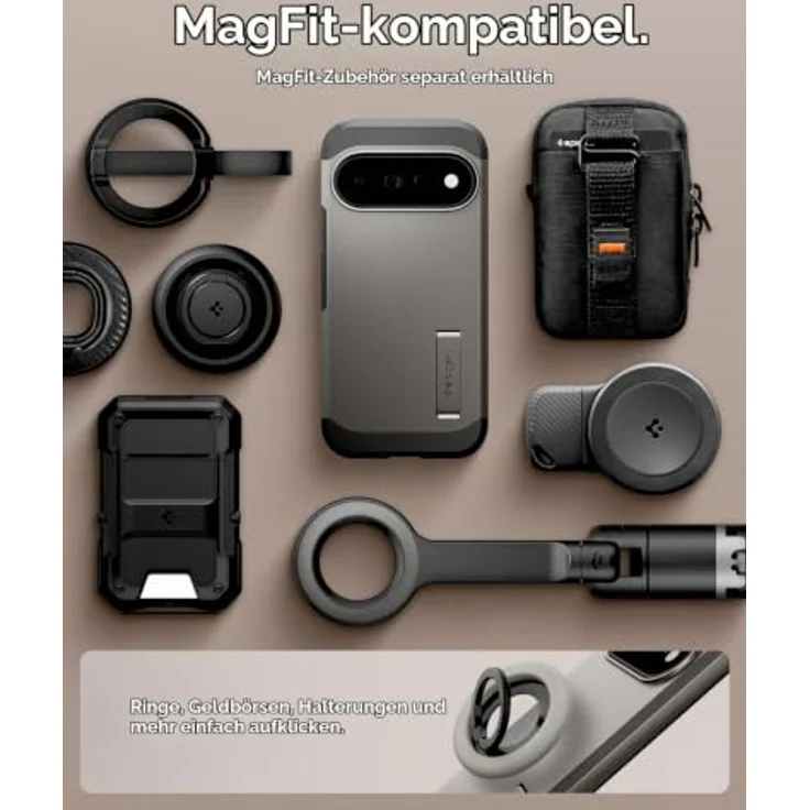 Spigen Tough Armor MagSafe, Schutzhülle für Google Pixel 11 Pro mit integriertem Kickstand und MagFit-Magnetring, gunmetal – Bild 6