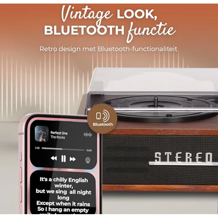 Denver VPB-262, Plattenspieler Schwarz mit Bluetooth-Streaming, integrierten Lautsprechern und Keramik-Tonabnehmer – Bild 2