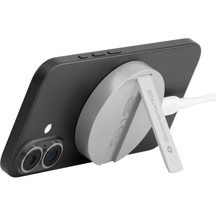 dbramante1928 Wireless Magnetic Charger mit Ständer, Qi2 25W, kabelloses Ladegerät, Grau