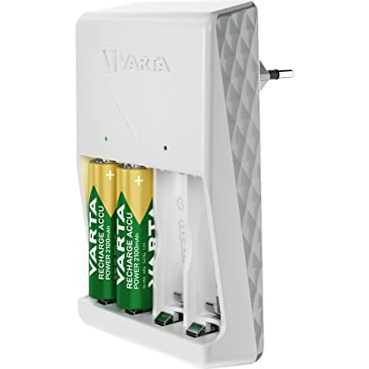 VARTA Akku Ladegerät, inkl. 4X AA 2100mAh, Batterieladegerät für wiederaufladbare Batterien, lädt 2 oder 4 AA/AAA gleichzeitig, Plug Charger, weiß – Bild 5