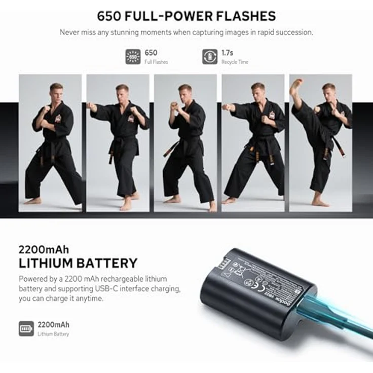 Godox V480 F, Blitzgerät mit Akku für Fujifilm, leistungsstarker Aufsteckblitz – Bild 7
