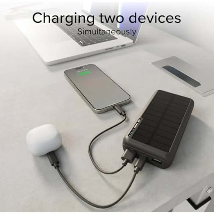 SBS Powerbank mit Solarpanel, 20000 mAh, 10W USB-Ports, Schwarz – Bild 6