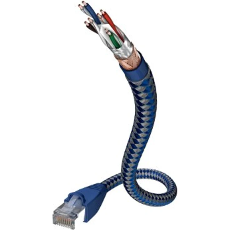 inakustik – 004803005 – Premium CAT6 Netzwerkkabel | LAN-Kabel für HD Audio- und HD Video-Streaming | 0,5m in Blau/Silber | 2-Fach geschirmt - Dicke Datenleiter (AWG 24) - SF-UTP Ausführung – Bild 1