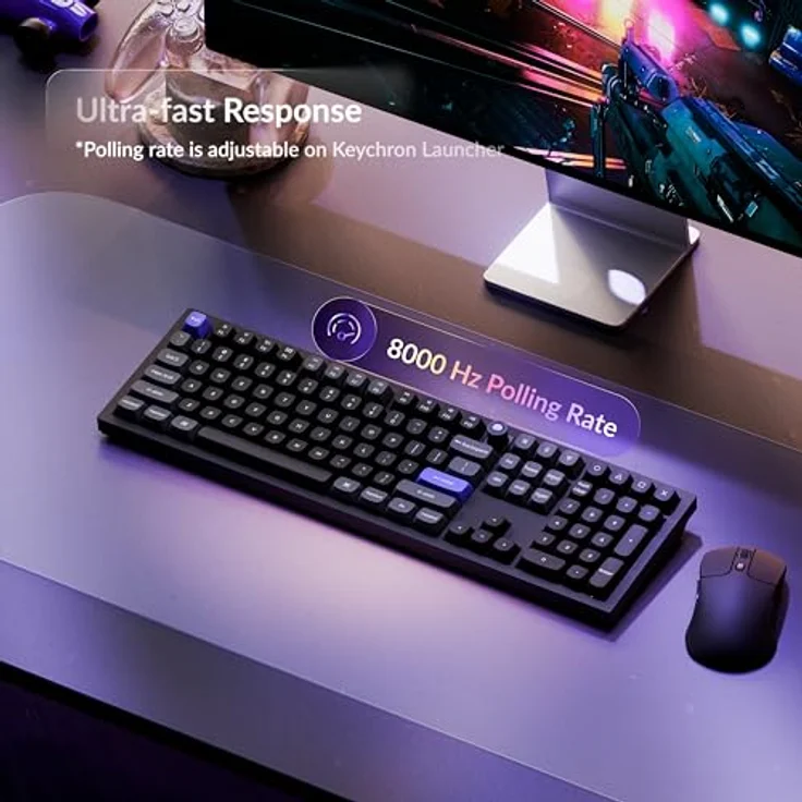 Keychron Q6 HE, Kabelgebundene Hall-Effekt-Tastatur mit Hot-Swap-fähigen Schnellauslöser-Magnetschaltern, 8000 Hz Polling-Rate, Full-Size Layout, Aluminium, Custom RGB, Schwarz für Mac, Windows, Linux – Bild 3