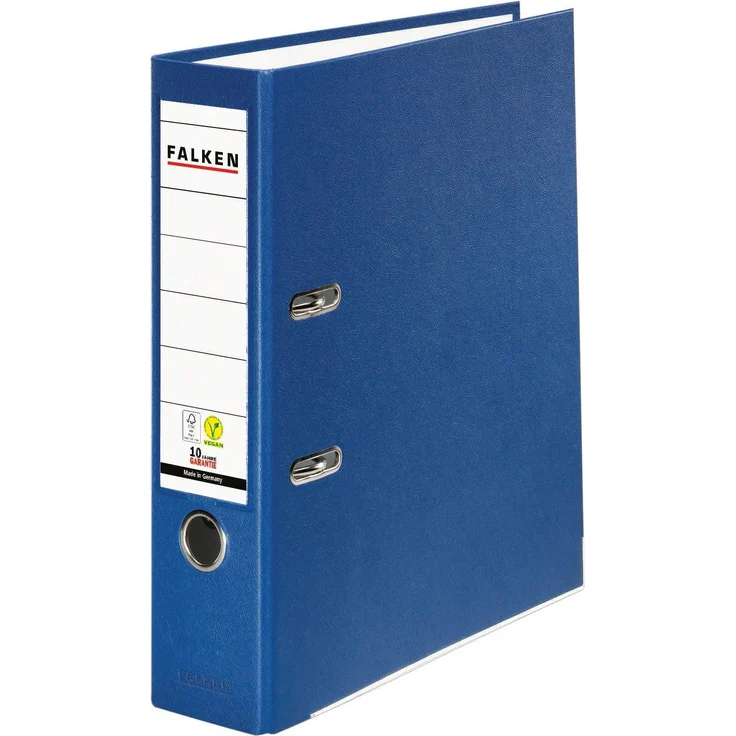 Falken PP-Color-Ordner A4 Rücken 80mm mit Einsteckschild Blau, strapazierfähiger Kunststoff-Schlitzordner – Bild 1