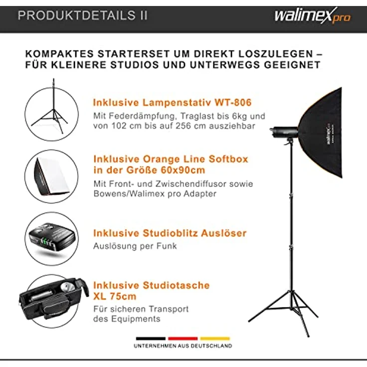 Walimex pro Campaigner 600 HS Set Single, Studioblitz mit 600 Ws und Hs-Modus, Aluminium-Finish – Bild 5