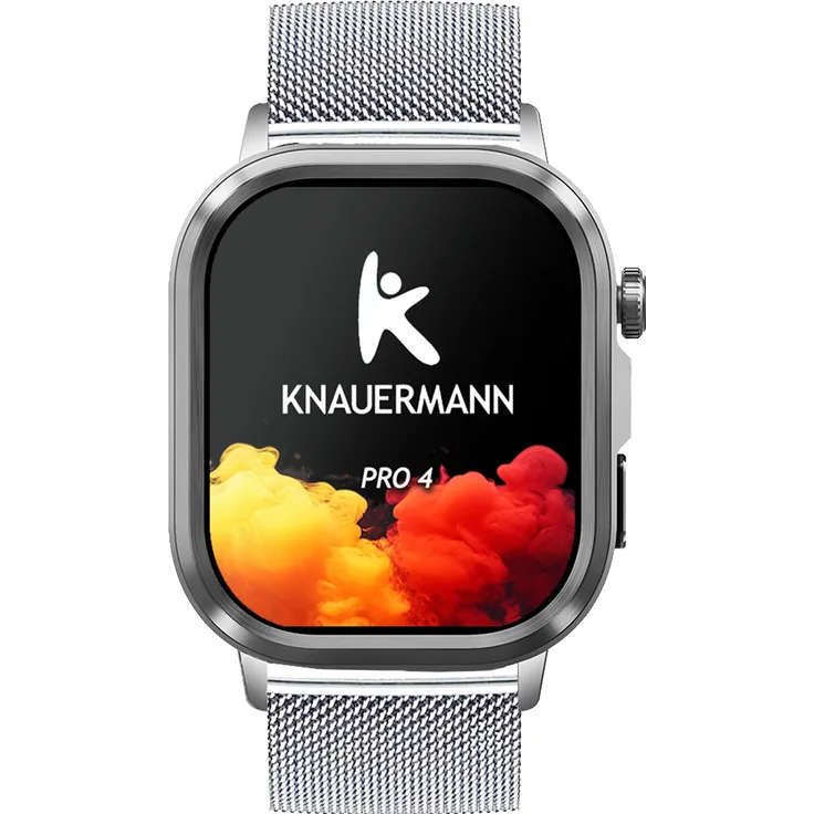 Knauermann PRO 4 (2026) Smartwatch, 47 mm, AMOLED-Display, Gesundheits- und Fitnessfunktionen, bis zu 30 Tage Akkulaufzeit, Puls- und Blutsauerstoffmessung, SOS-Funktion