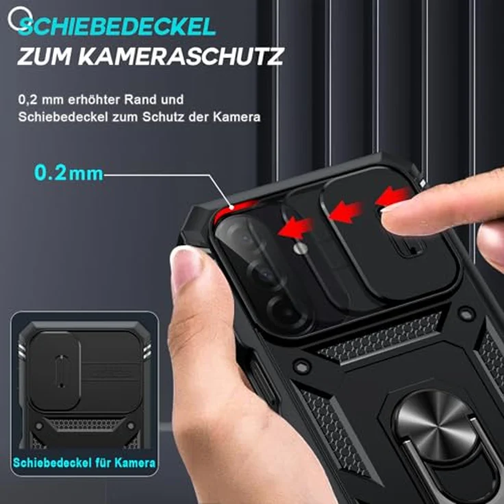 LeYi Panzerhülle für Samsung Galaxy A27 5G, Stoßfestes Ständer Case mit Schiebekamera-Abdeckung, Anti-Fingerabdruck, Militärstandard Schutz – Bild 2