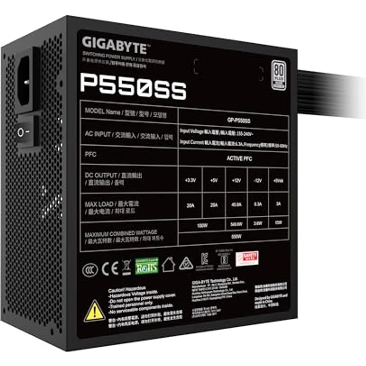 Gigabyte GP-P550SS, 550W PC Netzteil mit 80 PLUS SILVER Effizienz, aktiver PFC und 120mm FDB Lüfter, Schwarz – Bild 10