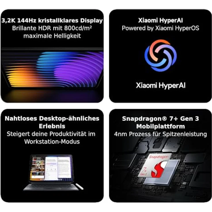 Xiaomi Pad 7 Tablet, 11.2 Zoll, 8GB RAM, 256GB Speicher, Grau, 3.2K 144Hz Display, Snapdragon 7+ Gen 3, 8850mAh Akku, Quad-Lautsprecher – Bild 2