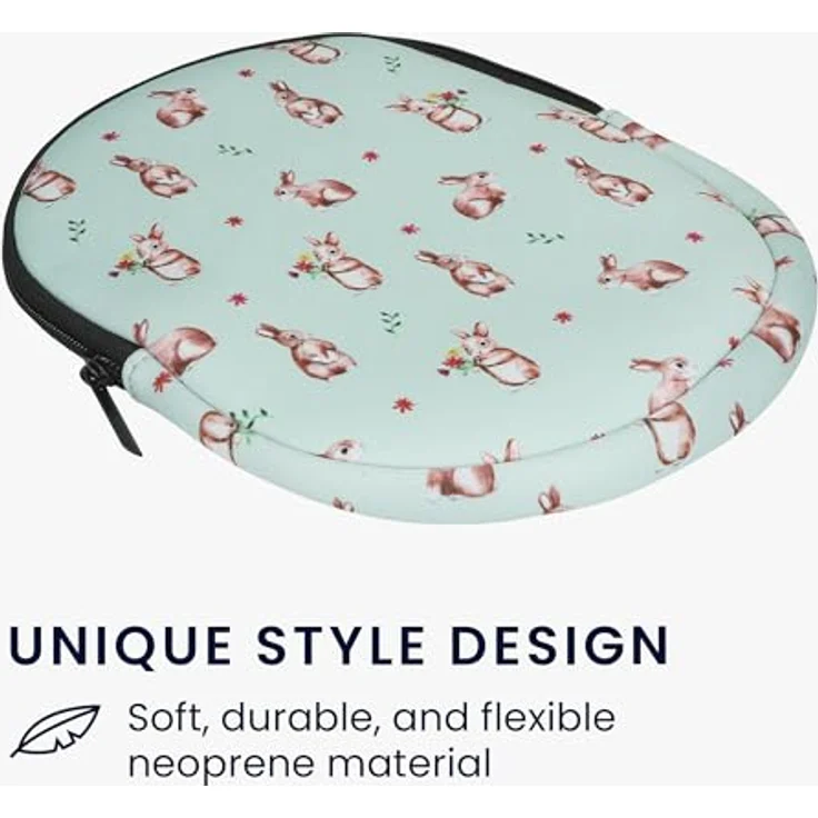 kwmobile Kopfhörer-Schutzhülle Hülle für Sony WH-CH520 / WH-CH510 Neopren Tasche, Case für Headset aus Neopren Stoff Hasen und Blumen Design - Robuste Schutzhülle für Headset, strapazierfähiges Neopren, Innenmaße 21,5 x 16 cm – Bild 4