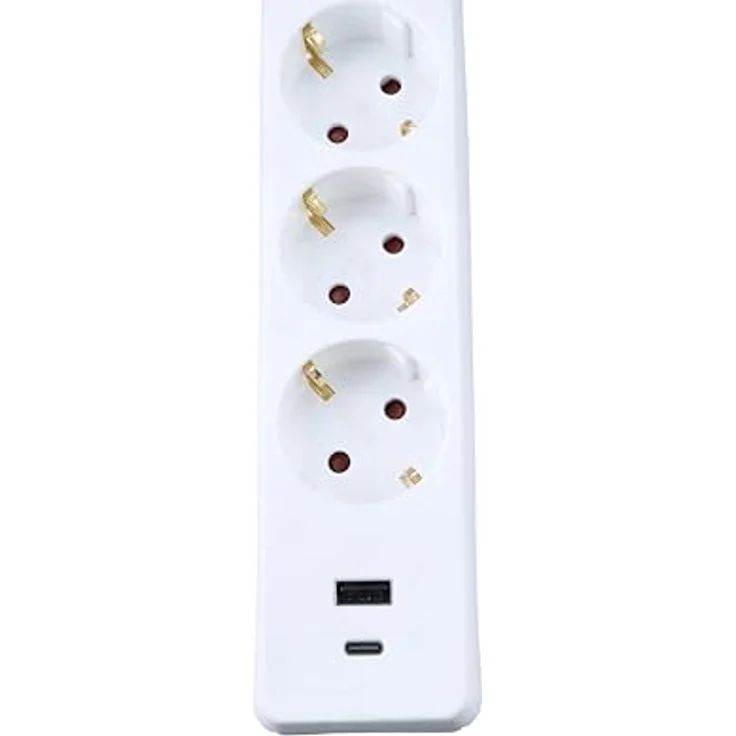 AS Schwabe 11377 Steckdosenleiste Weiß, Multifunktions-Steckdosenleiste mit 2 USB-Ports und 45° gedrehten Steckdosen, 3500 W Gesamtleistung – Bild 3