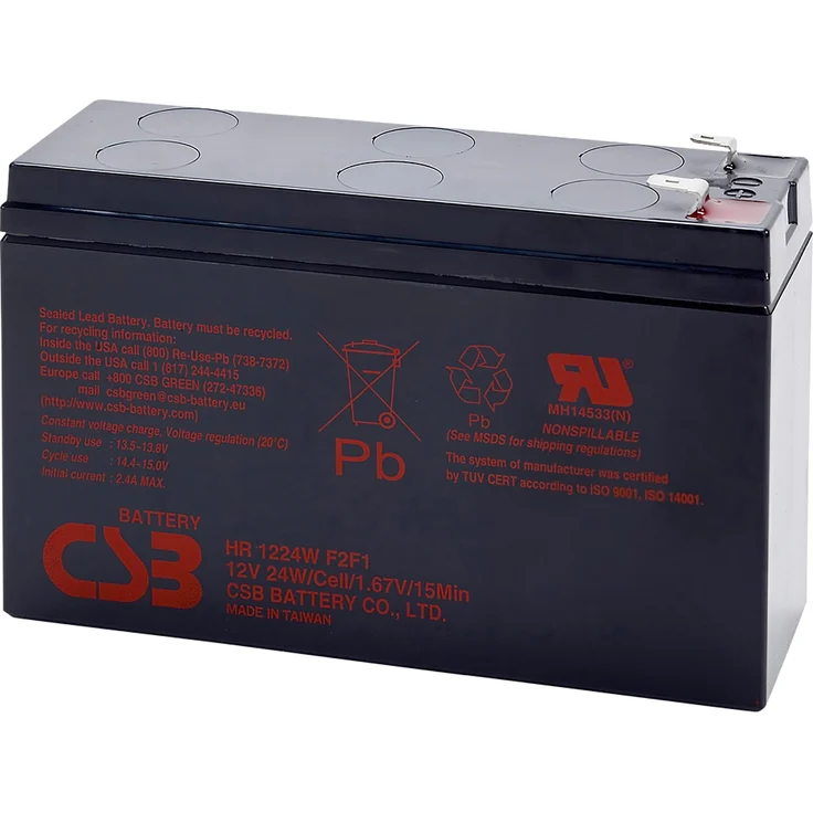CSB Bleiakku HR 1224W, 12V 24W AGM, wartungsfrei für USV-Anwendungen, 150,9x51,0x98,6mm, F2 Anschluss