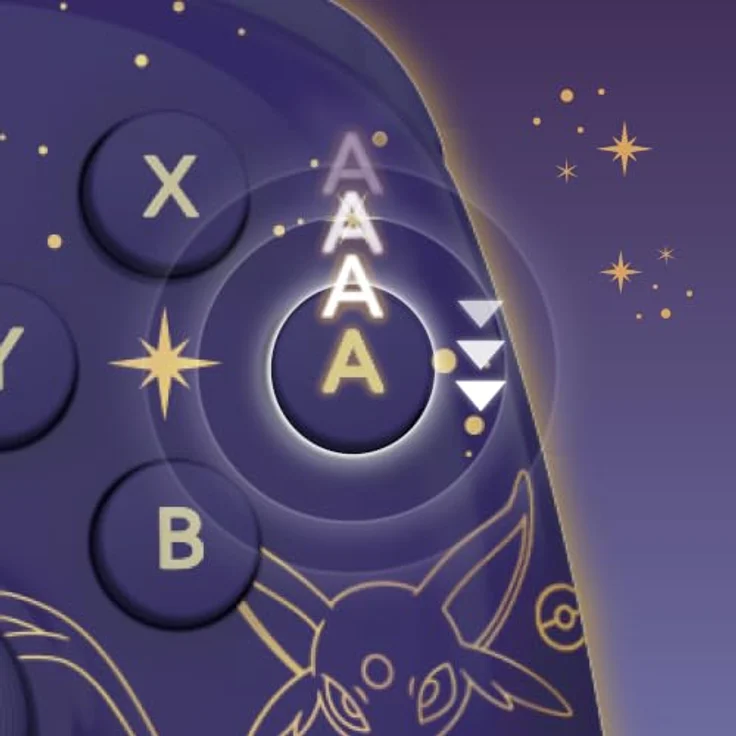HORI Wireless PAD Turbo (Espeon & Umbreon) für Nintendo Switch 2, kabelloser Controller mit 10 Stunden Akkulaufzeit, programmierbaren Rücktasten und präzisen TMR-Sticks, lila – Bild 8
