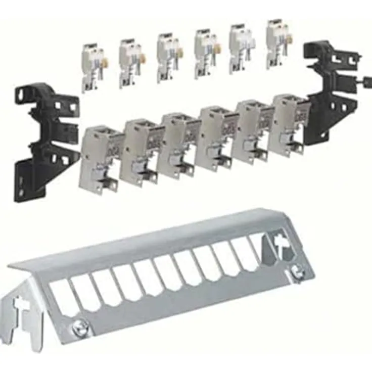 Hager Netzwerk-Patchpanel CAT 6a, 12 Steckplätze teilbestückt, für DIN-Hutschienen und Tragschienen