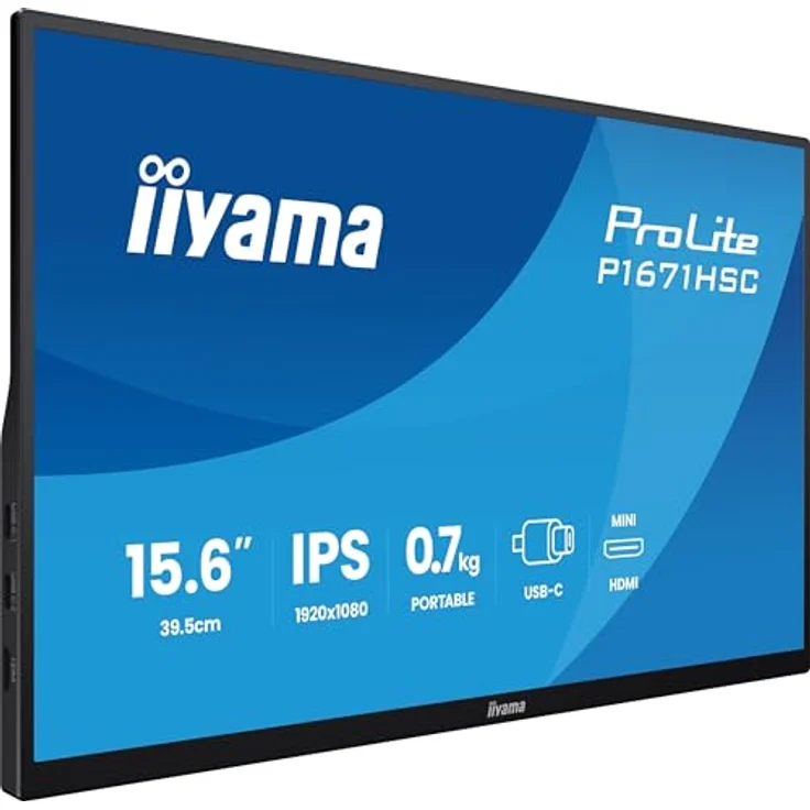iiyama Prolite P1671HSC-B1, tragbarer 15,6" Full-HD IPS Monitor mit USB-C, integrierten Lautsprechern und Lederhülle, schwarz – Bild 4