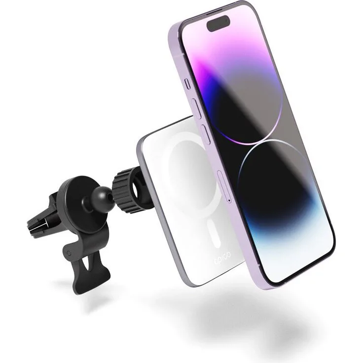 Epico Ultrathin Wireless Car Charger, kabelloses Autoladegerät mit MagSafe-Unterstützung, 7,5 W, Silber/Weiß