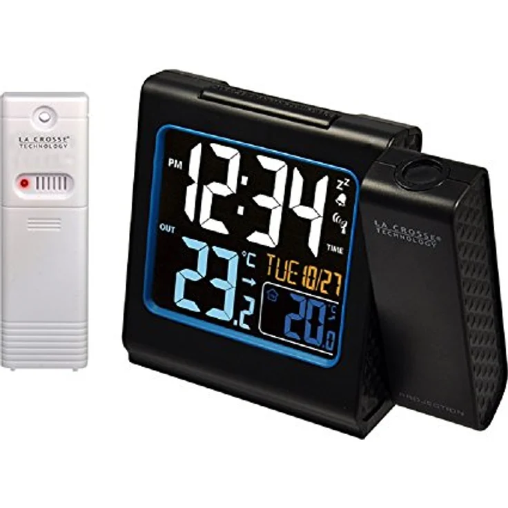 La Crosse Technology WT552-BLA Funkwecker, mit Projektion in Rot, farbiges LCD-Display, Innen- und Außentemperatur, Schwarz – Bild 3