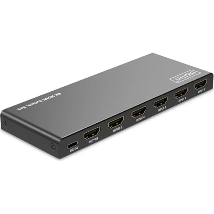 DIGITUS DS-55334 HDMI Switch 5x1 – UHD 8K/60 Hz – HDCP 2.3 & HDMI 2.1 – HDR, CEC - Für TV, Monitor, PS5, PS4, Xbox – Bild 4