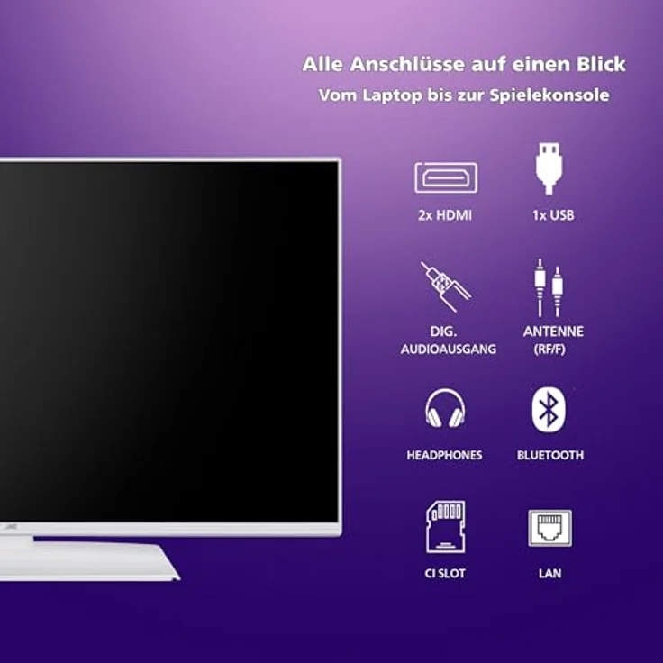 JVC Fernseher 40 Zoll Smart TV Powered by TiVo LT-40VF5355W - Full HD, HDR, Triple-Tuner, 6 Monate HD+, LED TV weiß – Bild 4