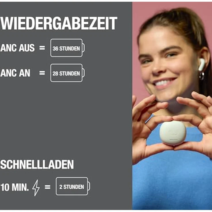 Fresh 'n Rebel Twins Fuse 2, Wireless In-Ear Kopfhörer mit Noise Cancelling, 36h Akku, Bluetooth 6.0, 2 Mikrofone, spritzwassergeschützt (Storm Grey) – Bild 3