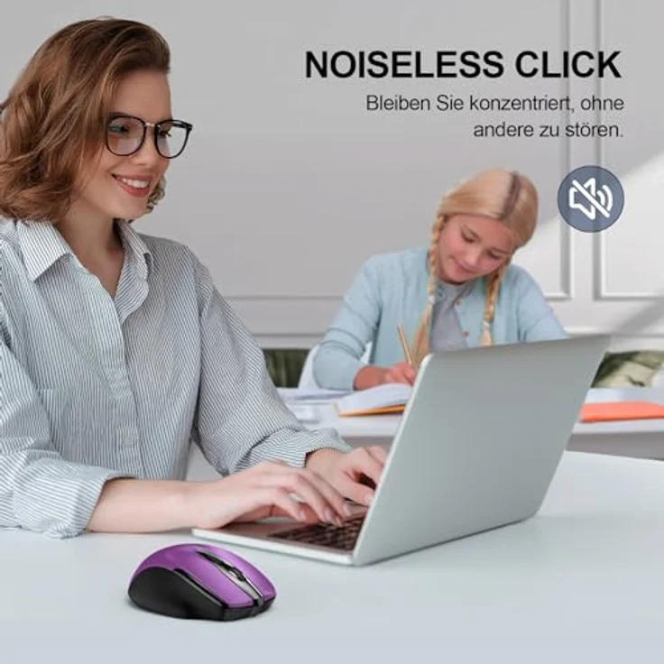 TECKNET Bluetooth Maus, ergonomische kabellose Maus mit 4800 DPI, Tri-Modi (BT 5.0/3.0 + 2.4G), 30 Monate Batterielaufzeit, leise Funkmaus für Windows, Mac OS, Android – Bild 4