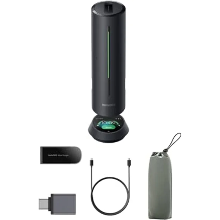 Insta360 Wave Graphitschwarz, KI-Freisprecheinrichtung mit 8 Noise-Cancelling-Mikrofonen, Bluetooth, KI-Transkription in 99 Sprachen, 32 GB Speicher, Meeting-Assistent – Bild 1