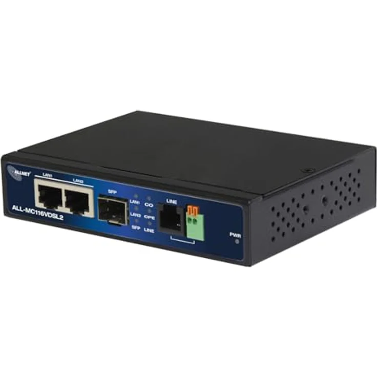 Allnet ALL-MC116V2, VDSL2 Punkt-zu-Punkt Modem mit max. 160 Mbit/s, 2-Draht, 3 km Reichweite, Schwarz – Bild 1